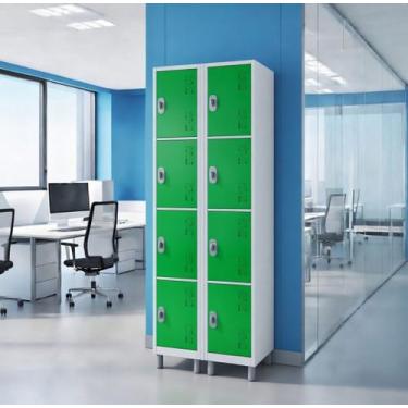 Imagem de Armário Multiuso de Aço com 8 Portas Qualidade - W3, Verde