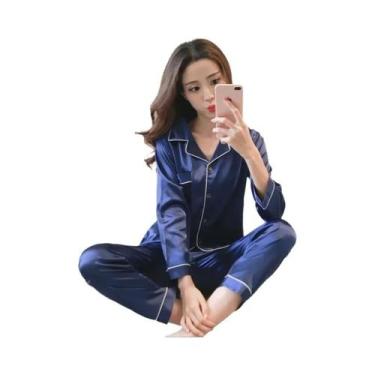Imagem de Conjunto De Pijamas De Manga Longa Para Mulheres Em Tamanho Grande, Se