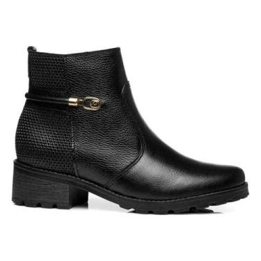 Imagem de Bota Feminina Cano Curto Couro Marrom E Preto Ref 28142103 - PEGADA, P