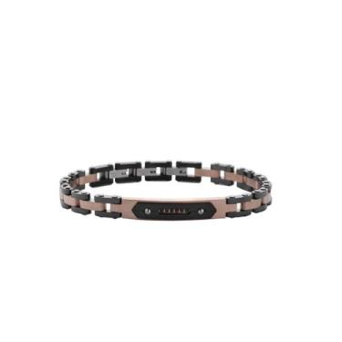 Imagem de Bracelete Em Aço Placa Rose/black Com Zircônia Negra - Rosso Design
