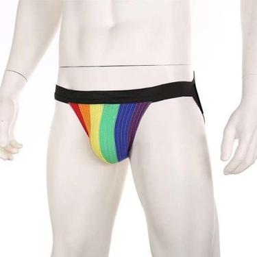 Imagem de jockstrap cueca suporte atletico com faixa aberta estampa orgulho prid