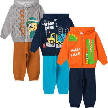 Imagem de Kit 3 Conjunto de Moletom Infantil Zíper e Capuz Menino - Aymee, Color