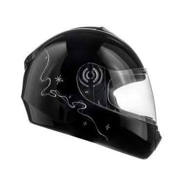 Imagem de Capacete Moto Infantil Criança Fly Young Belle, Preto Brilhante e Prat