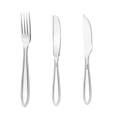 Imagem de Kit Talheres Mesa com Faca para Churrasco Classic 36pçs - Class Home