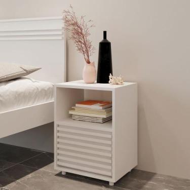 Imagem de Mesa de Cabeceira Ripada com 1 Gaveta e 1 Nicho Cm8042 Branco - Tecno 