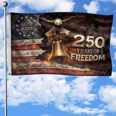 Imagem de Bandeira GritSon 250º Aniversário EUA 91x152cm Poliéster