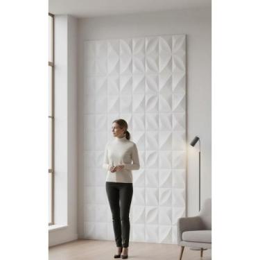 Imagem de 16 Placas 3D AutoAdesivas PVC 4m² Branco - Transforme Seu La - Congrat