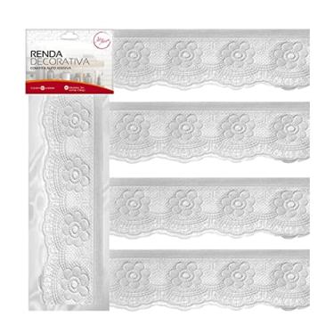 Imagem de 3 Renda Decorativa Prateleira Fita Adesiva 5cm X 2mt