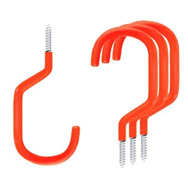Imagem de SMARTOLOGY Gancho de armazenamento de bicicleta, gancho de bicicleta, revestido de borracha grande parafuso em ganchos de teto para parede de garagem, pacote com 4, serve para todos os tipos de bicicleta, suportes de bicicleta e suportes