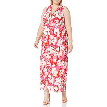 Imagem de Vince Camuto Vestido longo feminino estampado Ity, Rosa Multi, 44