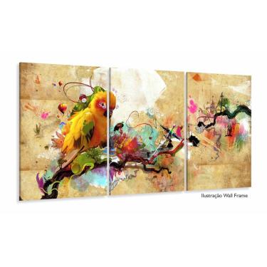 Imagem de Quadro Pássaro Artístico Decorativo Tela Em Tecido 3 Peças 1