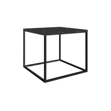 Imagem de Mesa Lateral Cube Industrial Márquina Base Metálica Preto