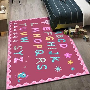 Imagem de Tapete de área de fundo de desenho animado com animais fofos em estilo desenho animado tapete de área de poliéster para sala de jantar dormitório quarto casa decorativa 79 x 118 polegadas