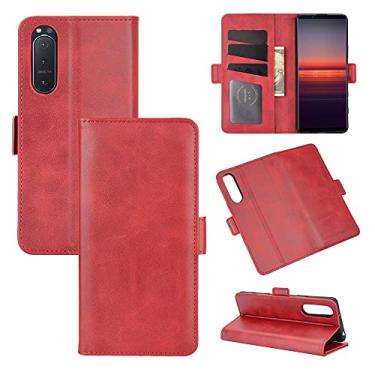 Imagem de HONGYAN Capa de telefone Para Sony Xperia 5 II Fivela Magnética Magnética Estojo de Couro Horizontal Com Holder & Card Slots & Carteira Capa protetora