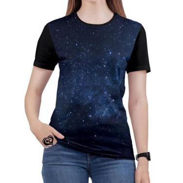 Imagem de Camiseta Galaxia Feminina Planeta Espaco Blusa Azul - Alemark