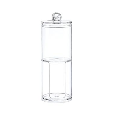 Imagem de Homesen Caixa de armazenamento de almofadas de algodão 2 em 1 porta cotonetes com tampa organizador de amostras de cosméticos de 2 camadas recipiente de sopro em pó