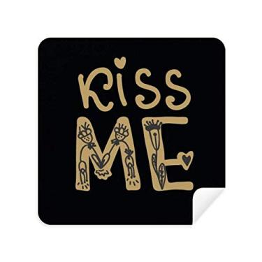 Imagem de DIYthinker Kiss Me Gold Quote Pano de Limpeza de Escrita à Mão Tecido Camurça 2 Peças