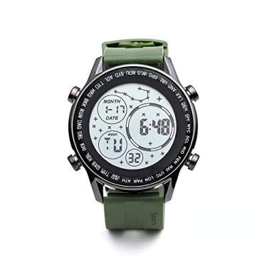 Imagem de SZAMBIT Relógios Eletrônicos Masculinos Esportivos Ao Ar Livre Masculinos Com Mostrador Grande Estudantes Adolescentes Relógios Masculinos à Prova D'água Led Relógios De Pulso Digitais (tela branca verde)
