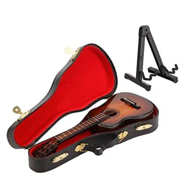Imagem de SPYMINNPOO Modelo de guitarra em miniatura, modelo de violão, casa de bonecas, mini guitarra elétrica requintada para decoração de instrumentos de casa, 20 cm