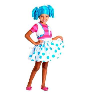 Imagem de Fantasia Boneca Infantil Lalaloopsy Azul Vestido Mittens Fluff De Luxo