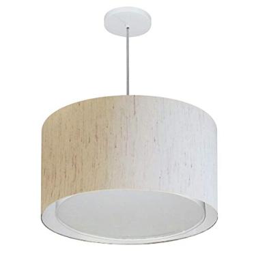 Imagem de Lustre Pendente Cilíndrico Duplo Cúpula Tecido 30/45x40 cm, Vivare Iluminação, Pendente4287 LLA, Linho Bege, Médio