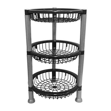 Imagem de Cesto Organizador Fruteira Empilhável 3 Andares Preto