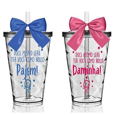 Imagem de Kit 2 Copos Convite com Laço Personalizados para Pajem e Daminha