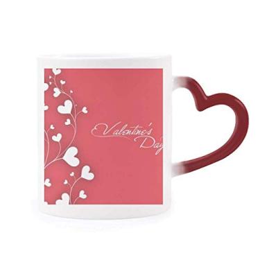 Imagem de Caneca branca corações vines dia dos namorados rosa sensível ao calor copo de grés que muda de cor vermelha