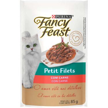 Imagem de Ração Úmida Nestlé Purina Fancy Feast Sachê Petit Filets com Carne para Gatos Adultos - 85 g