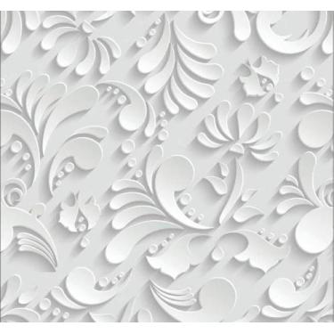 Imagem de Papel De Parede Adesivo Arabesco Floral Branco 300X52cm - Lcg Eletro