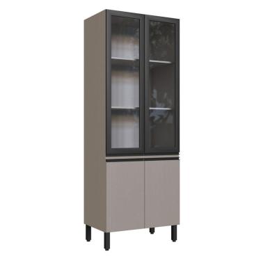 Imagem de Paneleiro Cristaleira 80cm 4 Portas Fumê/Grafite/Vidro Incolor