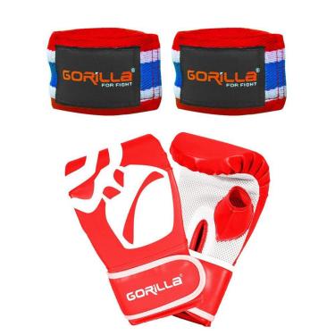 Imagem de Luva Bate Saco Pro Infantil + Bandagem Elástica 2,5 Metros Treino Boxe MMA Muay Thai Gorilla-Unissex