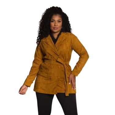 Imagem de Casaco Feminino Cotele Veludo Plus Size Caramelo Domenica-Feminino
