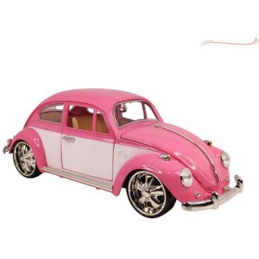 Imagem de Carro Fusca Rosa Miniatura Volkswagen Herbie 23cm 1/18 Colecionar - St