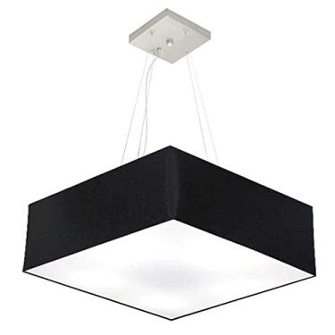 Imagem de Lustre Pendente Quadrado Cúpula Tecido 15/70x70 cm, Vivare Iluminação, Pendente4137 PR, Preto, Grande