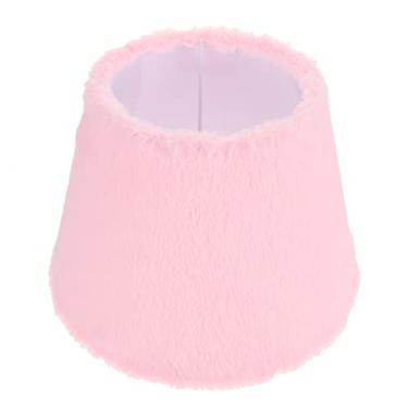 Imagem de Veemoon Abajur de pele de coelho rosa abajur decorativo tom rosa claro candelabro sombra clara tampa da lâmpada de pelúcia tampa da lâmpada de cabeceira Área de Trabalho lustre teto e27
