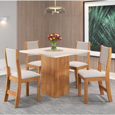 Imagem de Conjunto De Jantar Mesa Liric Com 4 Cadeiras Sol Mel/Blonde/Marfim - V