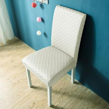 Imagem de YOCOVER Capa de cadeira de jantar impermeável conjunto de 6 4 2 capas elásticas para cadeira de jantar jacquard cozinha parsons capas protetoras de cadeira (branco cremoso, 6)