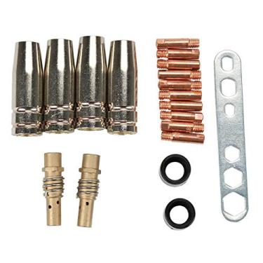 Imagem de Kit de ferramentas de bocal de tocha de soldagem 19 peças 15AK MIG/MAG Ponta de contato de soldagem 0,8 x 25 mm M6 conector de suporte de bocal de gás