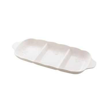 Imagem de Petisqueira Com 3 Divisórias Em Porcelana Butterfly Flower 34x14,5cm Lyor
