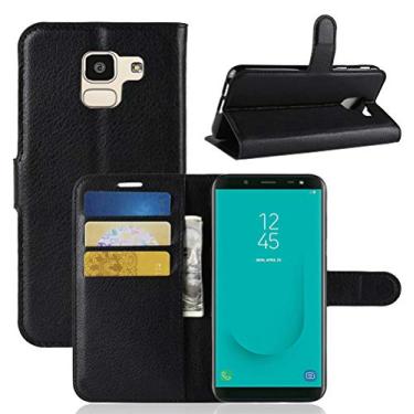 Imagem de NEKOYA Capa para Samsung J6 2018, capa carteira flip de couro PU premium com compartimento para cartão, suporte e fecho magnético [capa interior à prova de choque de TPU] compatível com Samsung J6