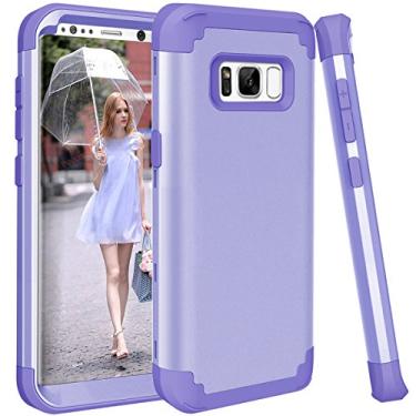 Imagem de Capa de telefone para Samsung Galaxy S8 capa dura à prova de choque silicone macio amortecedor híbrido três camadas Defender acessórios de proteção celular resistente Glaxay S 8 8S Edge SM-G950U capas femininas menina roxa