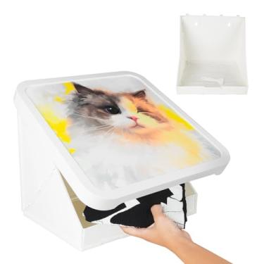 Imagem de Armário de parede dobrável 2024 sem enxágue montado na parede, à prova d'água, armário de armazenamento suspenso para banheiro e decoração de casa (gatos coloridos)