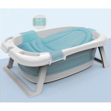 Imagem de Banheira De Bebê Com Termômetro Dobrável E Redinha Infantil - Tibaby, 
