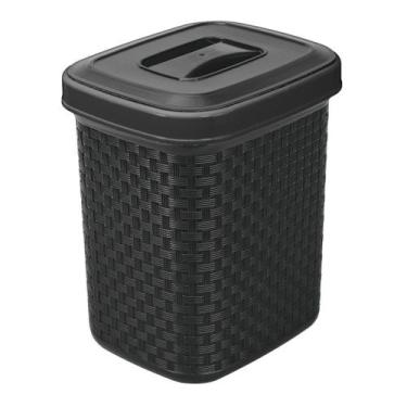 Imagem de Lixeira rattan com tampa 4,5 litros - Nitron, Preto