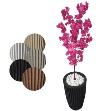 Imagem de Flor Cerejeira Pink Japonesa Arranjo Artificial Com Vaso de Decoração 