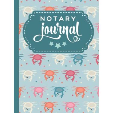 Imagem de Hardcover Notary Journal: 8.5x11 Large Notarial Logbook/With 200 Numbered Pages - Two Record Logs Per Page / 400 Records/Ledger Book Gift For Signing Agents/Colorful Crab Pattern on Pastel Blue