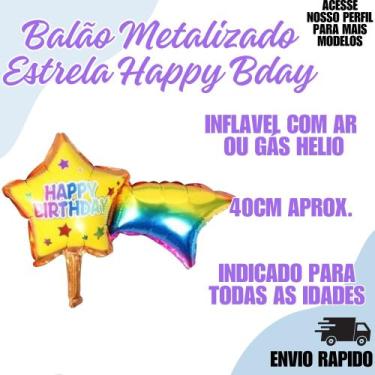 Imagem de Balão Metalizado Estrela Happy Bday Festa Decoraçao Aniversario - Crgf