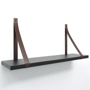 Imagem de Prateleira em MDF Preto 50x15cm com Alça - Lubrano, Café