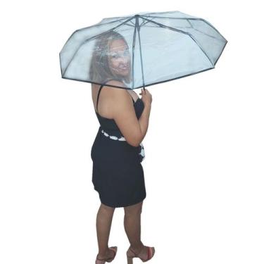 Imagem de Guarda Chuva Dobrável Transparente Unissex Casamento Viagem - Lucky, P